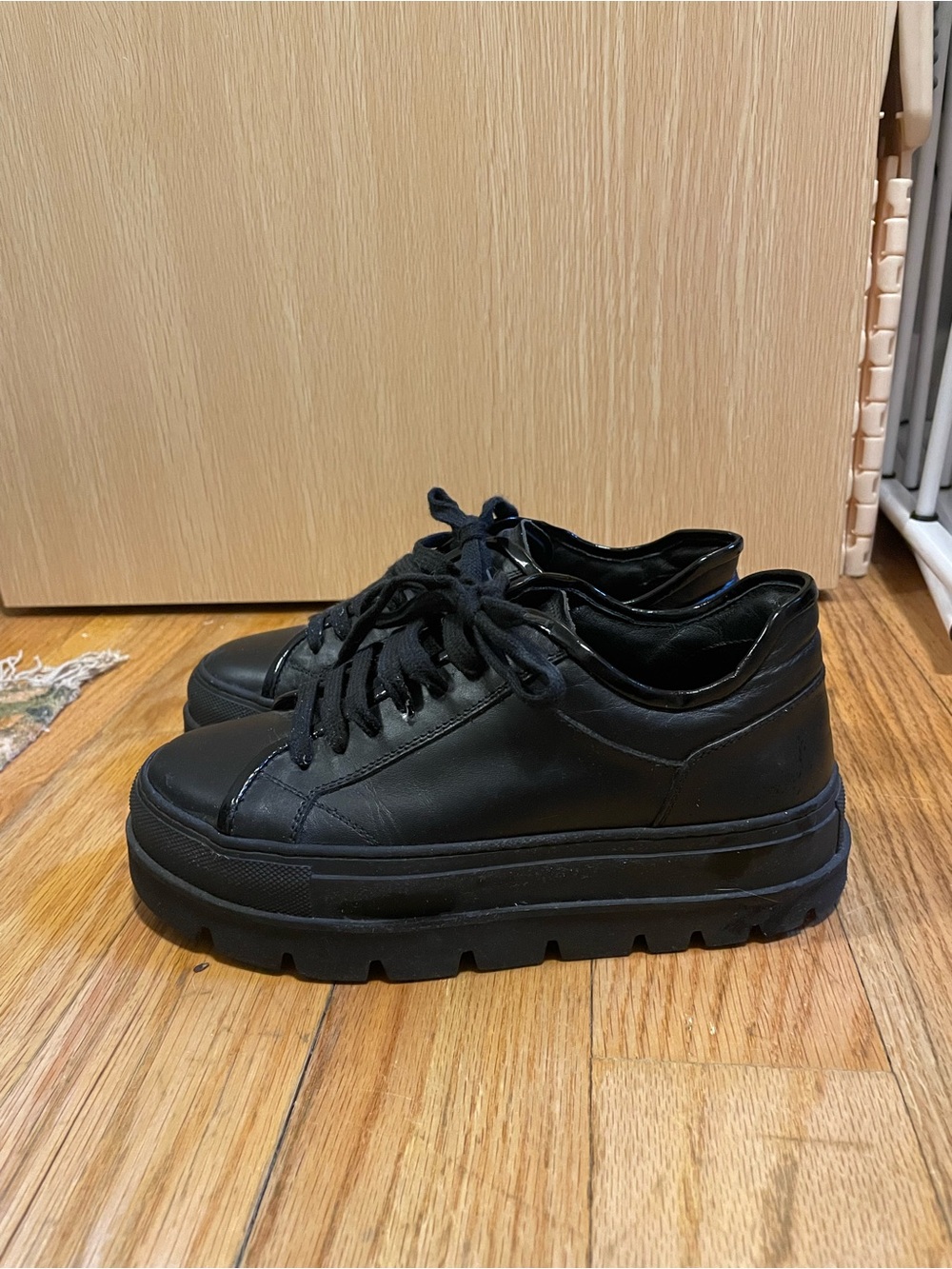 MM6 Maison Martin Margiela Black Platform Lace-Up Women's Sneakers